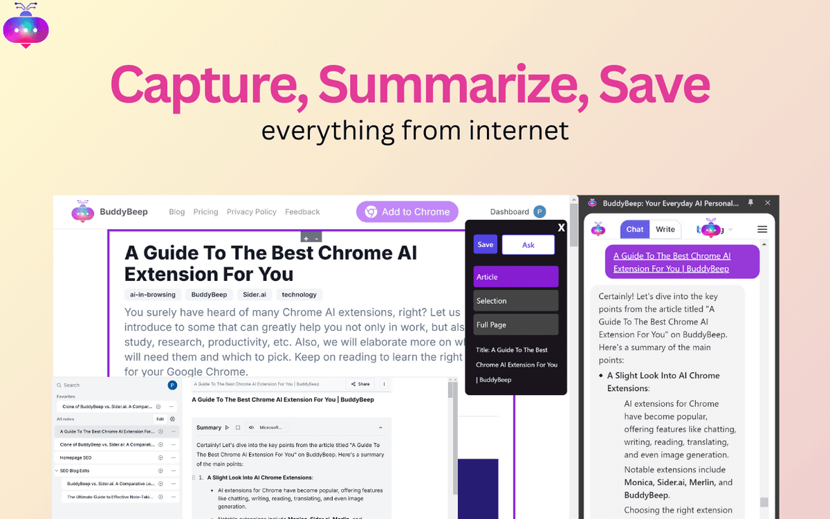 Capture, Summarize, and Save Valuable Content